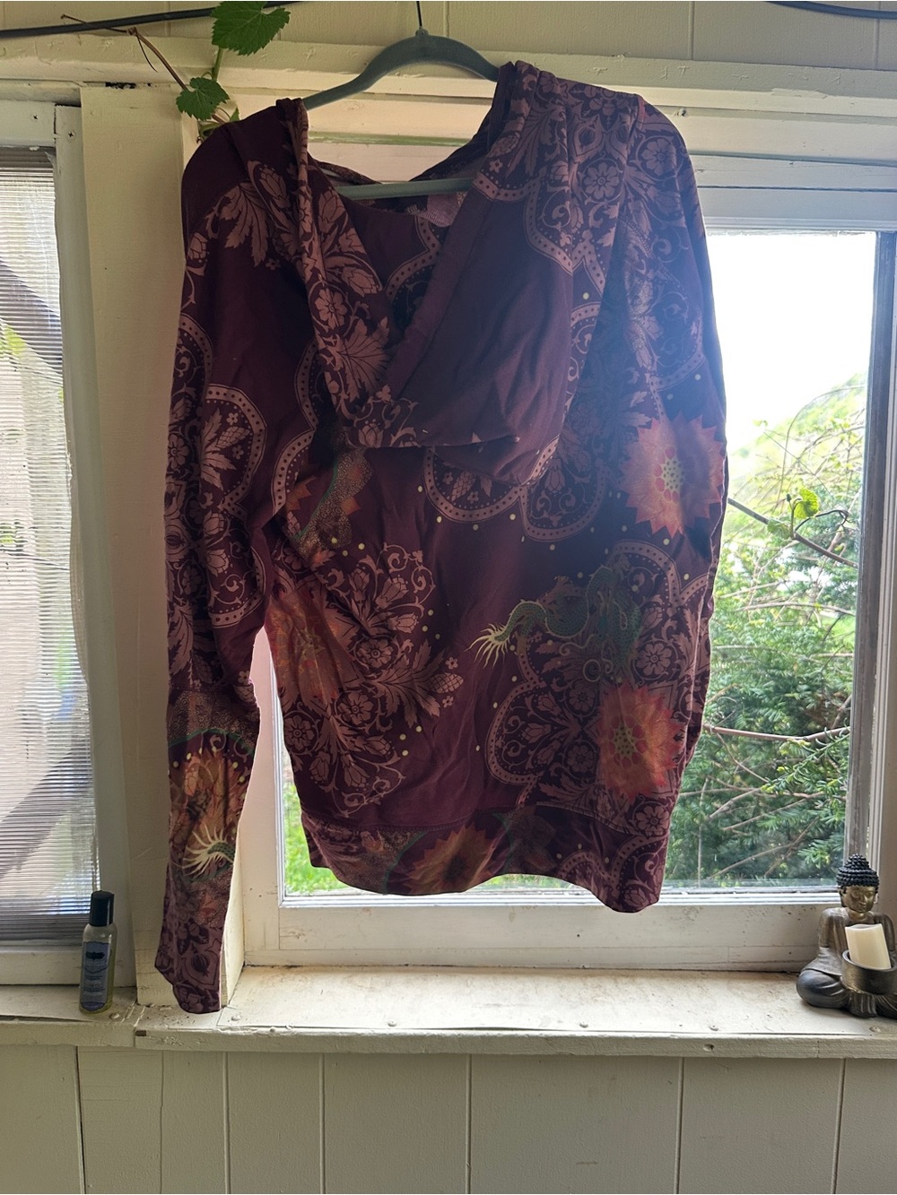 Johnny was hoodie Bohemian Dragon Print Hoodie in Deep Plum - Picture 6 of 8
